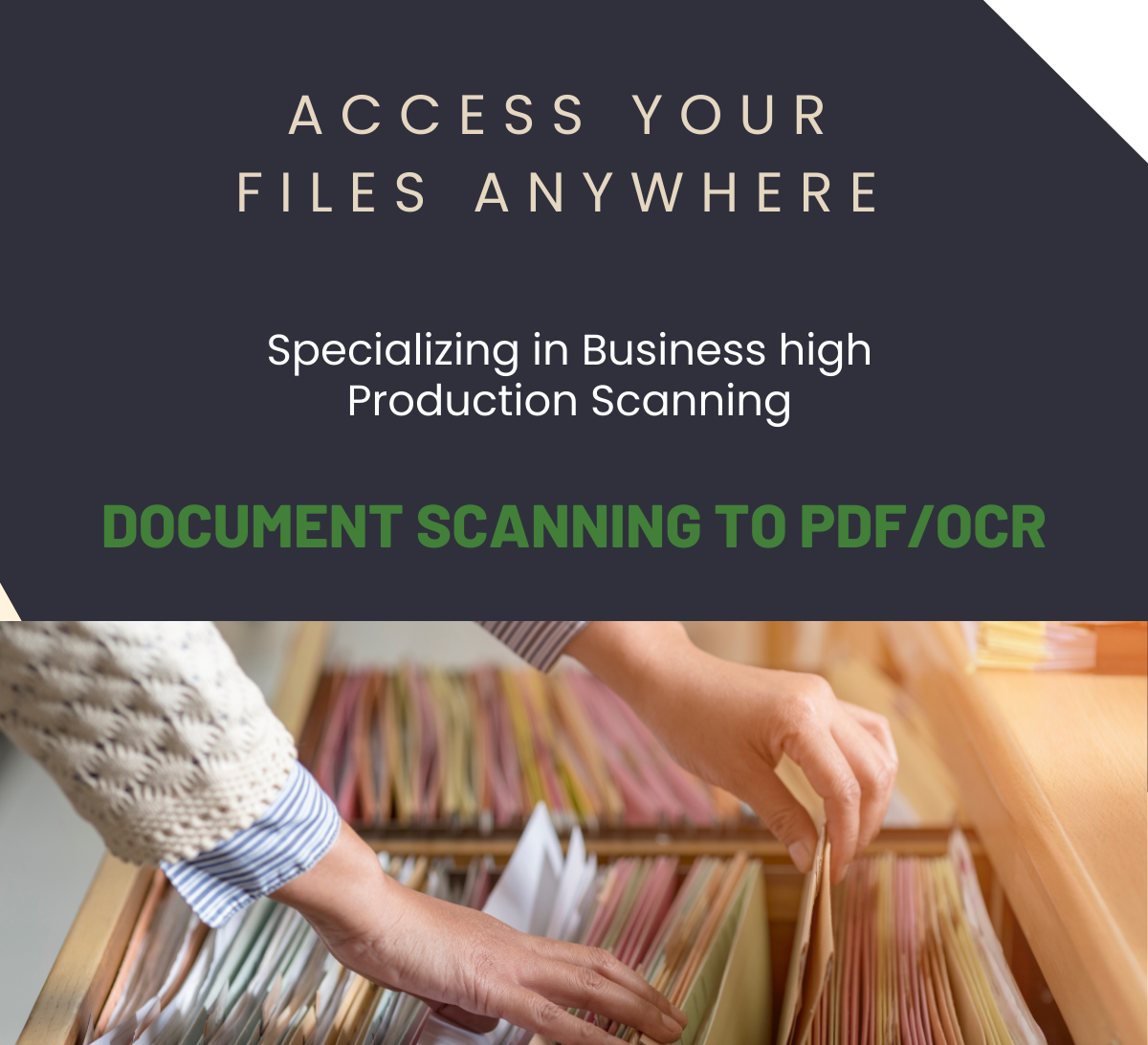 Medical Chart Document Scanning 4 a person's hand taking a file from a drawer